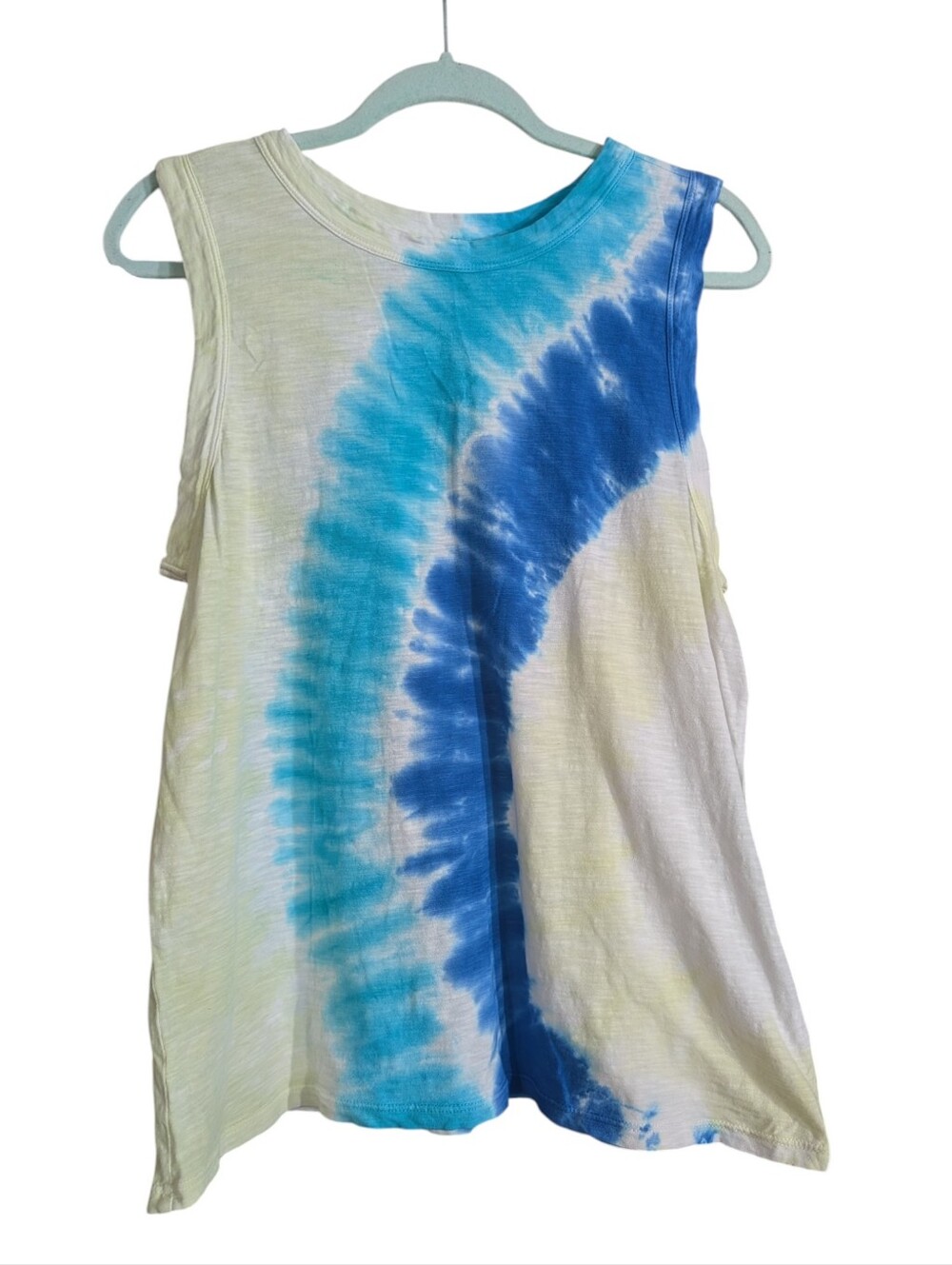 LOFT Outlet Blue White Tie Dye Sleeveless Swing Tank Top Medium - Picture 2 of 5
